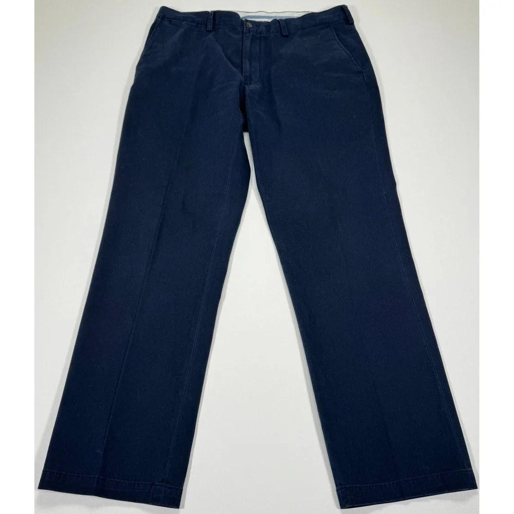 Polo Ralph Lauren Classic Fit Mens Chino Pants 36x32 Navy Blue Cotton Flat Front